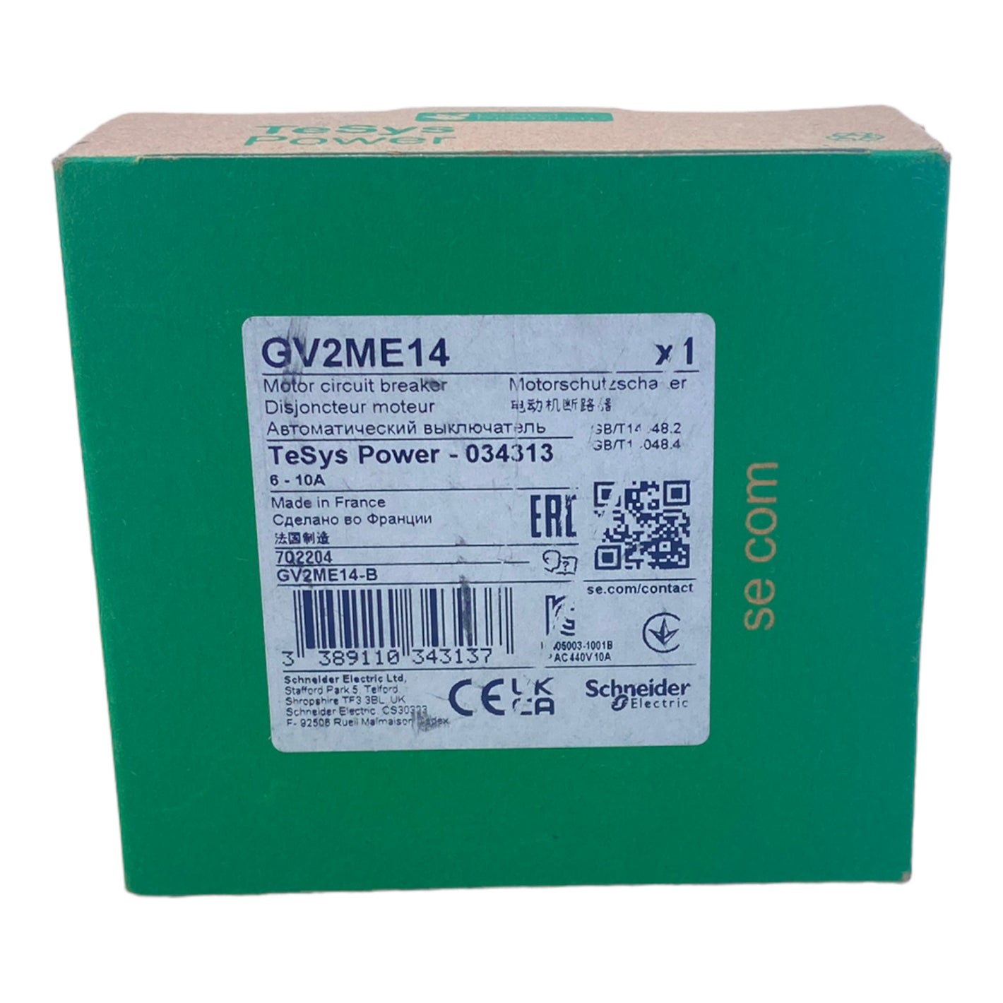 Schneider Electric GV2ME14 Motorschutzschalter 034313 3polig 6-10A