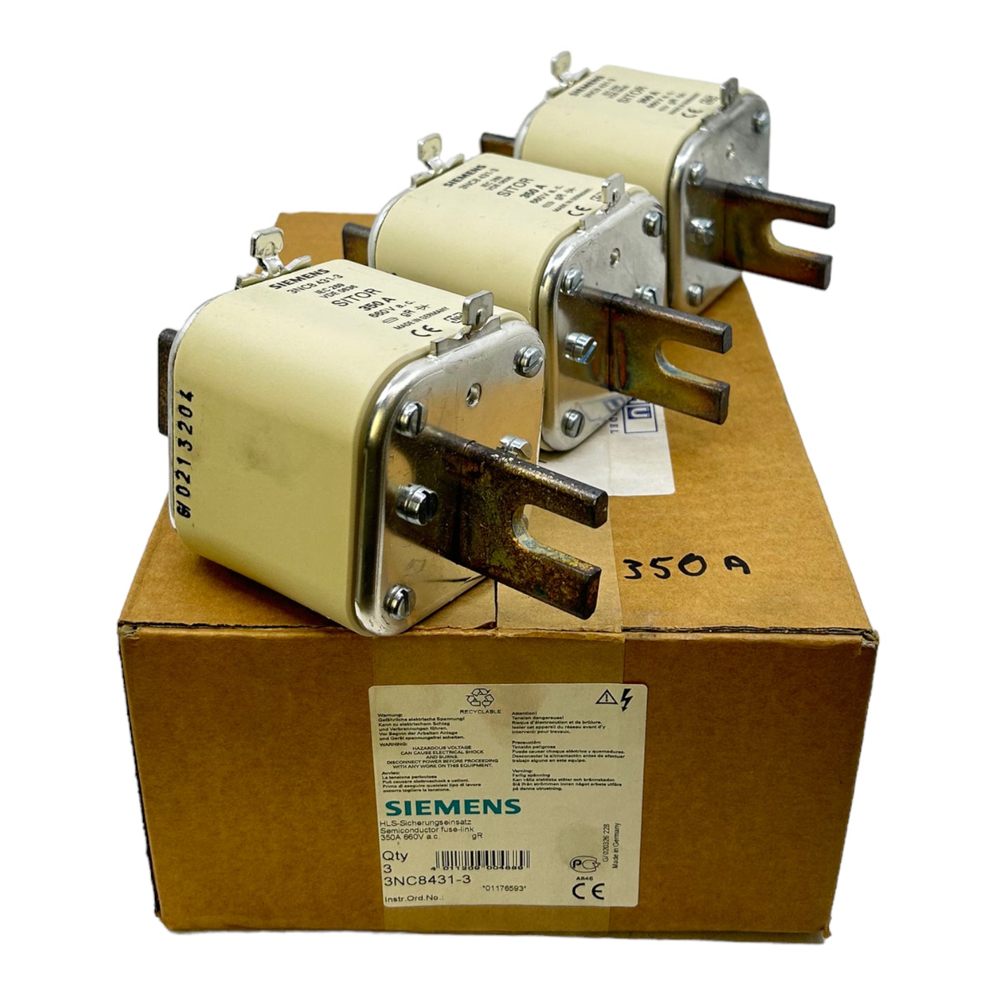 Siemens 3NC8431-3 Sicherungseinsatz SITOR 660V AC 350A VE: 3 Stk. Industrie