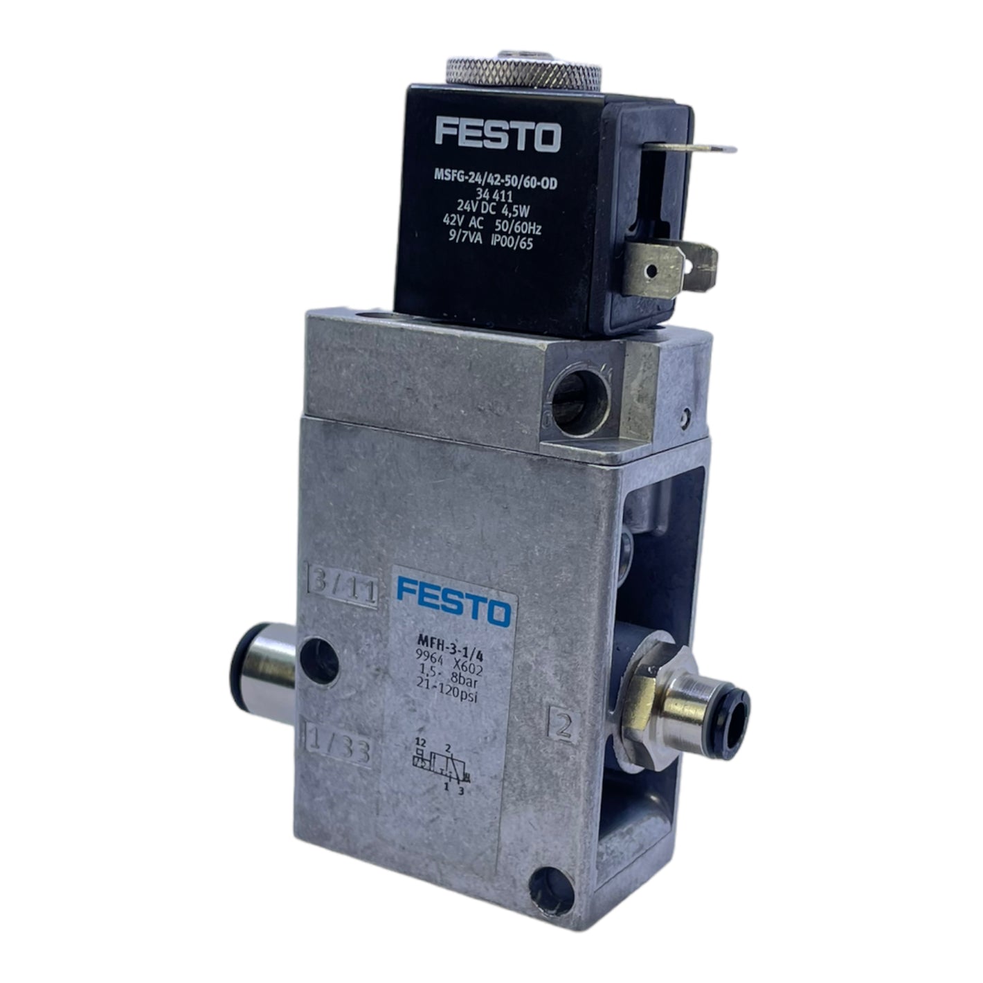 Festo MFH-3-1/4 Magnetventil 9964 1,5 bis 8 bar drosselbar elektrisch