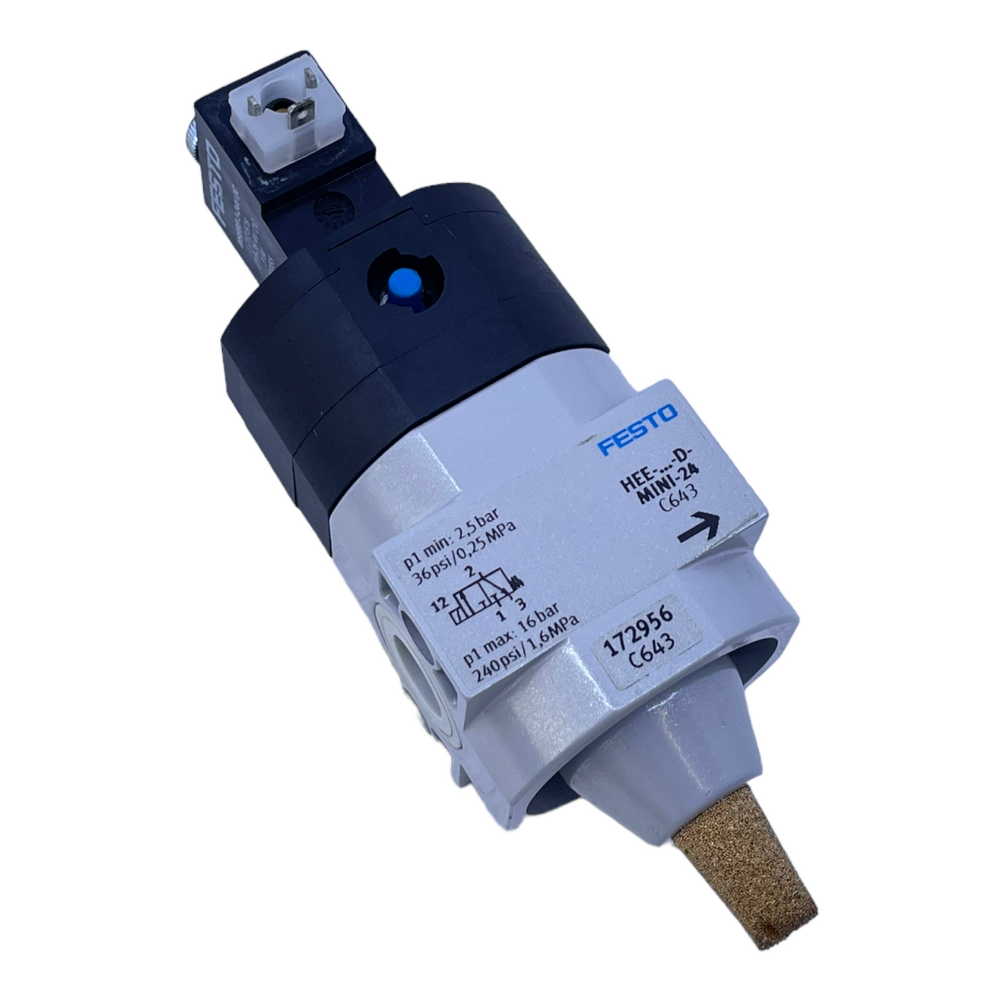 Festo HEE-172956-D-Mini-24 On-off valve C643+MSEBB-3-24V DC pneumatic valve