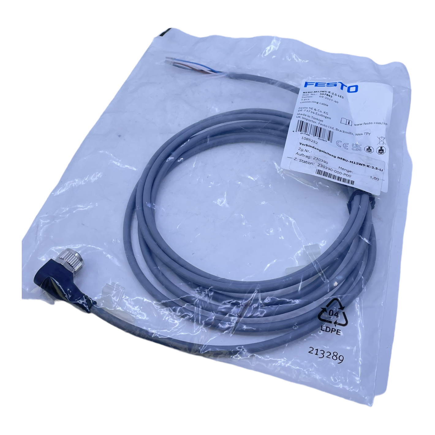Festo NEBU-M12W5-K-2.5-LE5 connecting cable 567843 0 to 60VAC/DC 4.0A 1.5kV