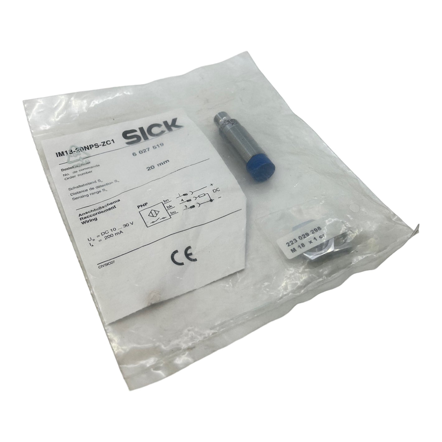 Sick IM18-20NPS-ZC1 inductive sensor 10...30V DC 200mA 4-pin IP67 sensor