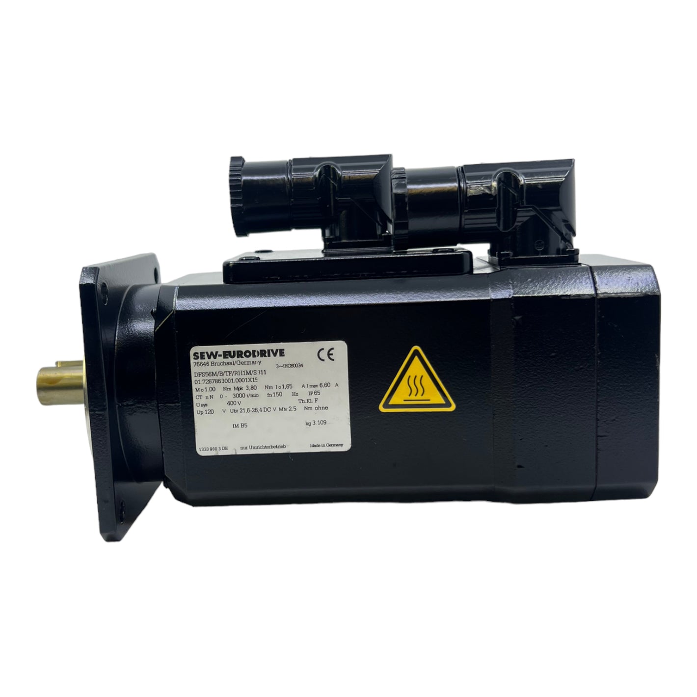 SEW DFS56M/B/TF/RH1M/SB11 Servo Motor IP65 Usys 400V Up 120V Ubr 21.6-26.4 DC V