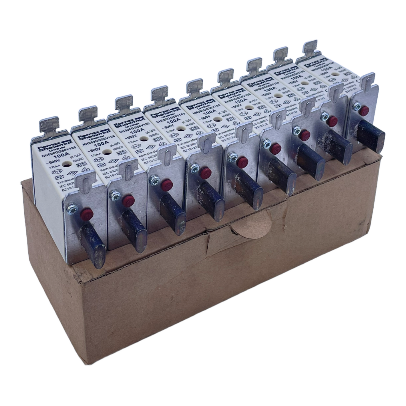 Ferraz Schawmut NH000GG50V100 NH fuse set 100A 120kA 500V VE:9pcs