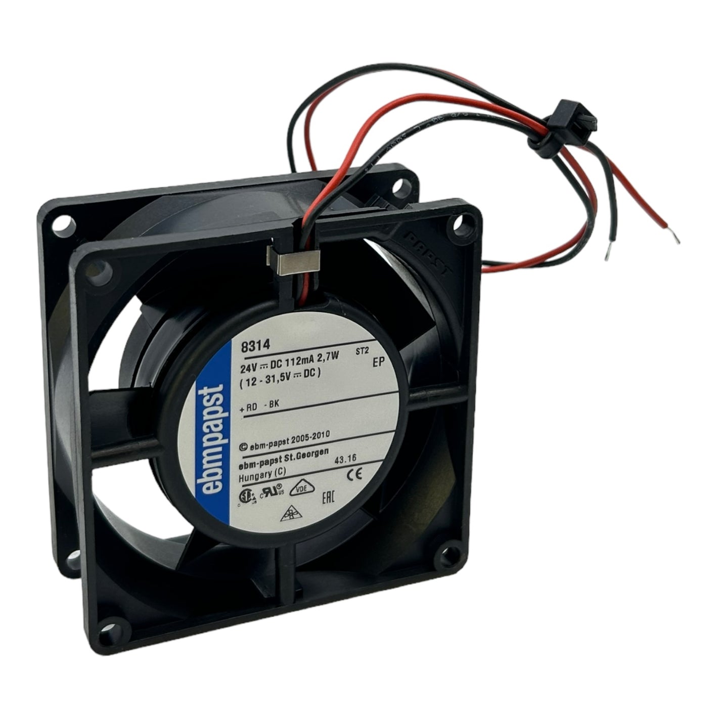 EBM Papst 8314 axial fan for industrial use 24V DC 112mA 2.7W