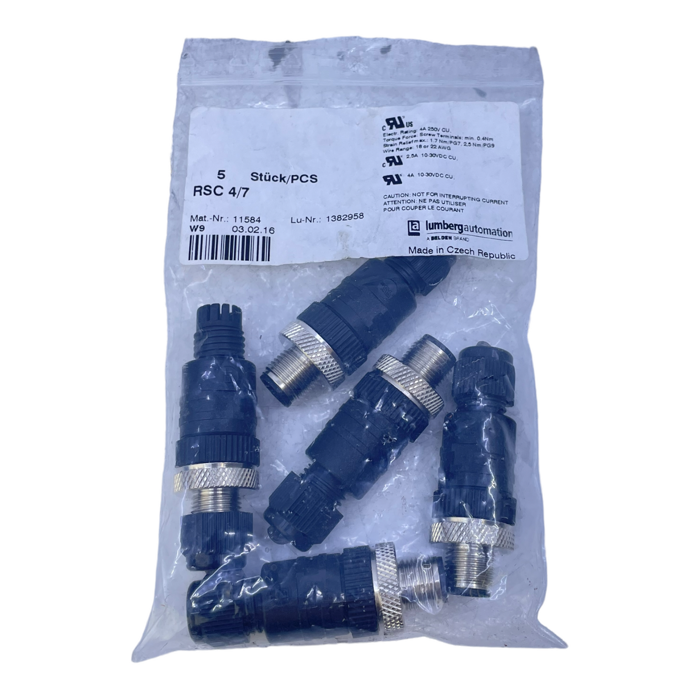 Lumberg RSC4/7 E11504 Sensorstecker für industriellen Einsatz VE:5stk/pcs