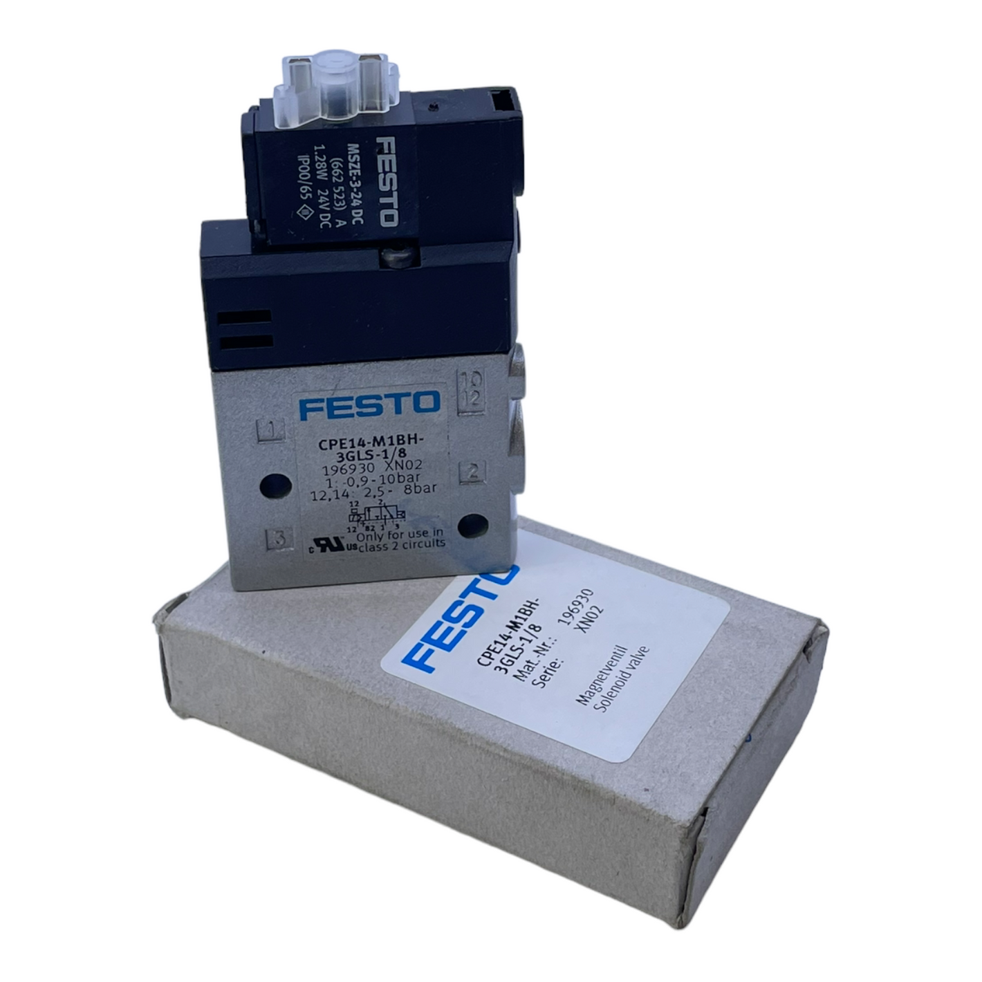 Festo CPE14-M1BH-3GLS-1/8 solenoid valve 196930 24 V DC 1.28 W -0.9 to 10 bar