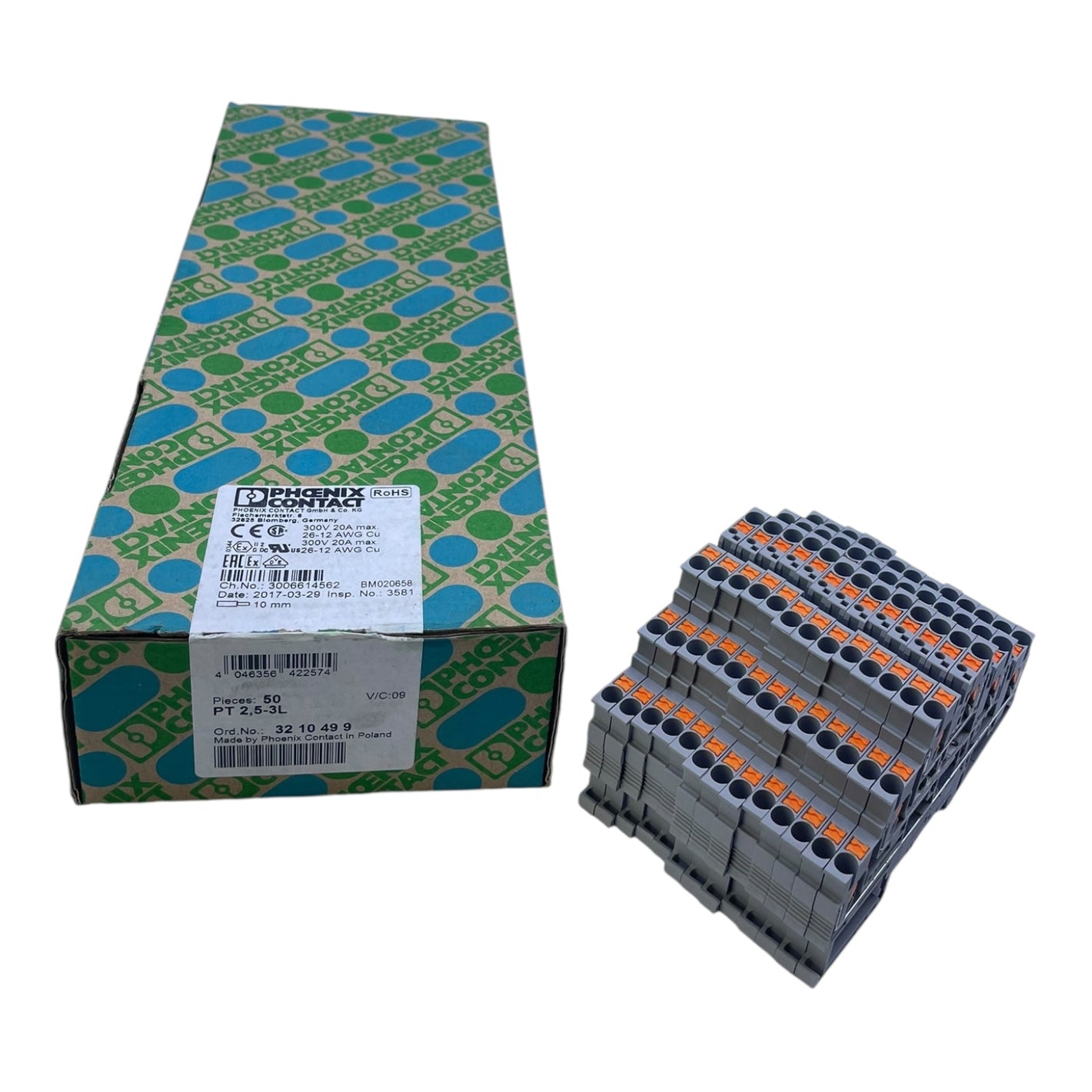 Phoenix Contact Reihenklemme PT2,5-3L 500V 2,5mm² VE:13 Stück