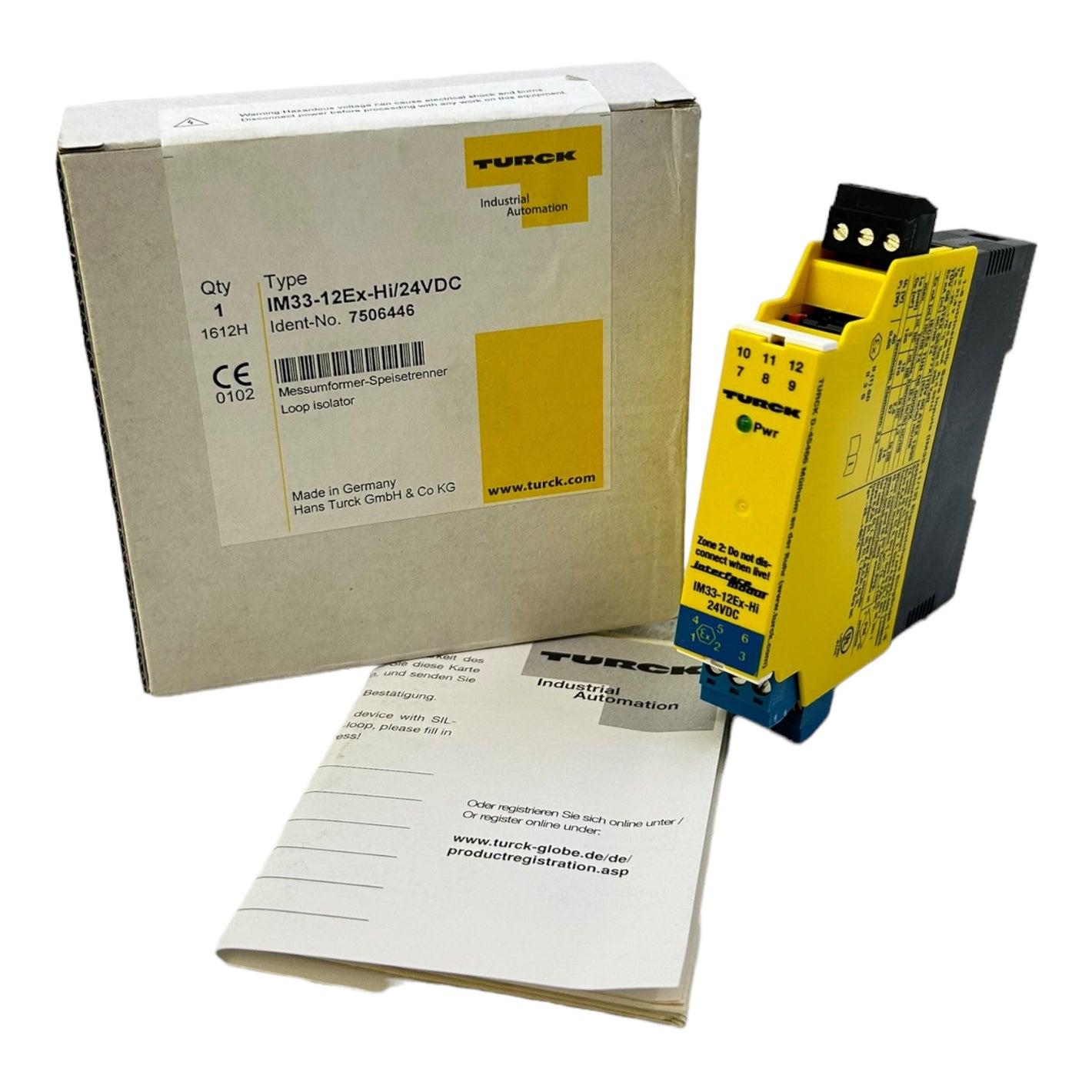 Turck IM33-12Ex-Hi/24VDC HART transmitter power isolator 1-channel 7506446