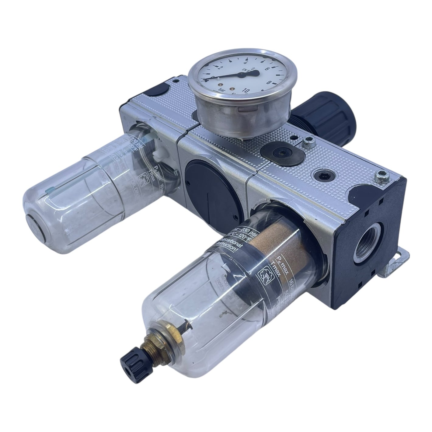Riegler Wartungseinheit Filterregler mit Öler und Manometer 16 bar Filterregler