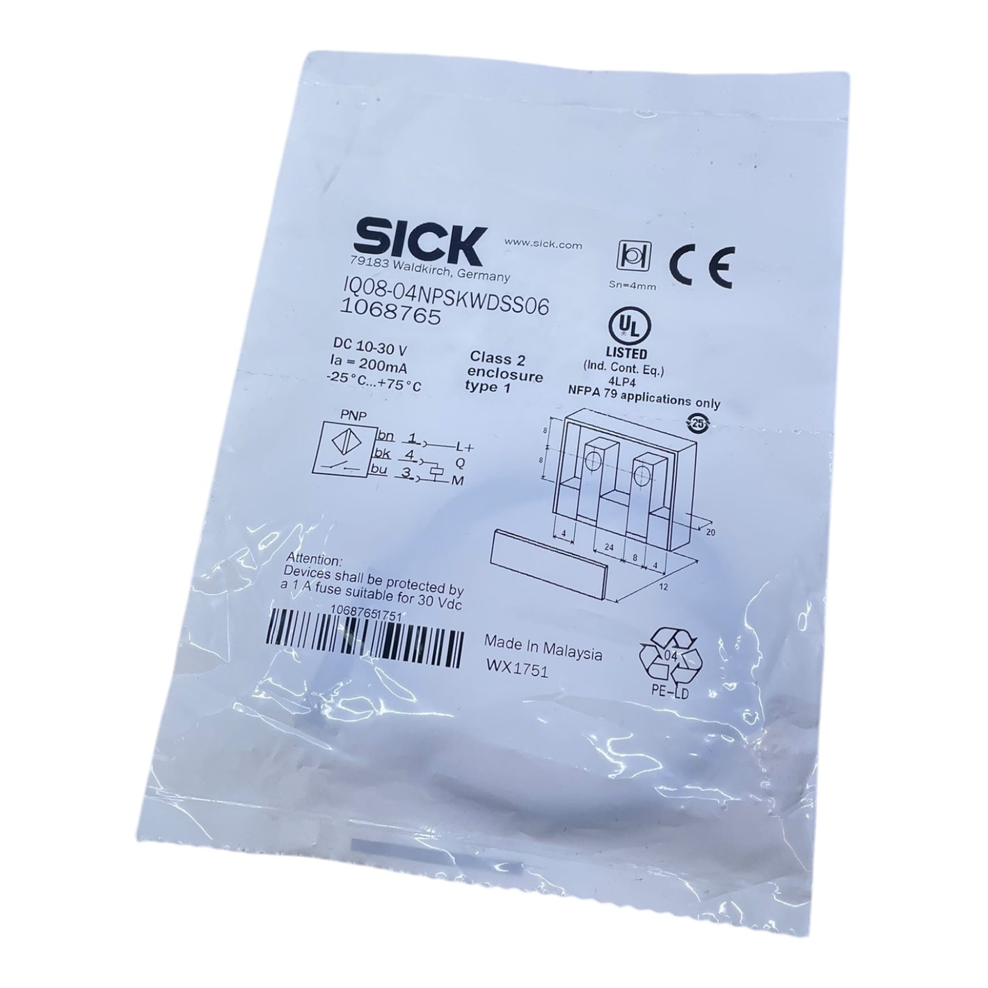 Sick IQ08-04NPSKWDSS06 Näherungssensor Induktiv 1068765 industriellen Einsatz