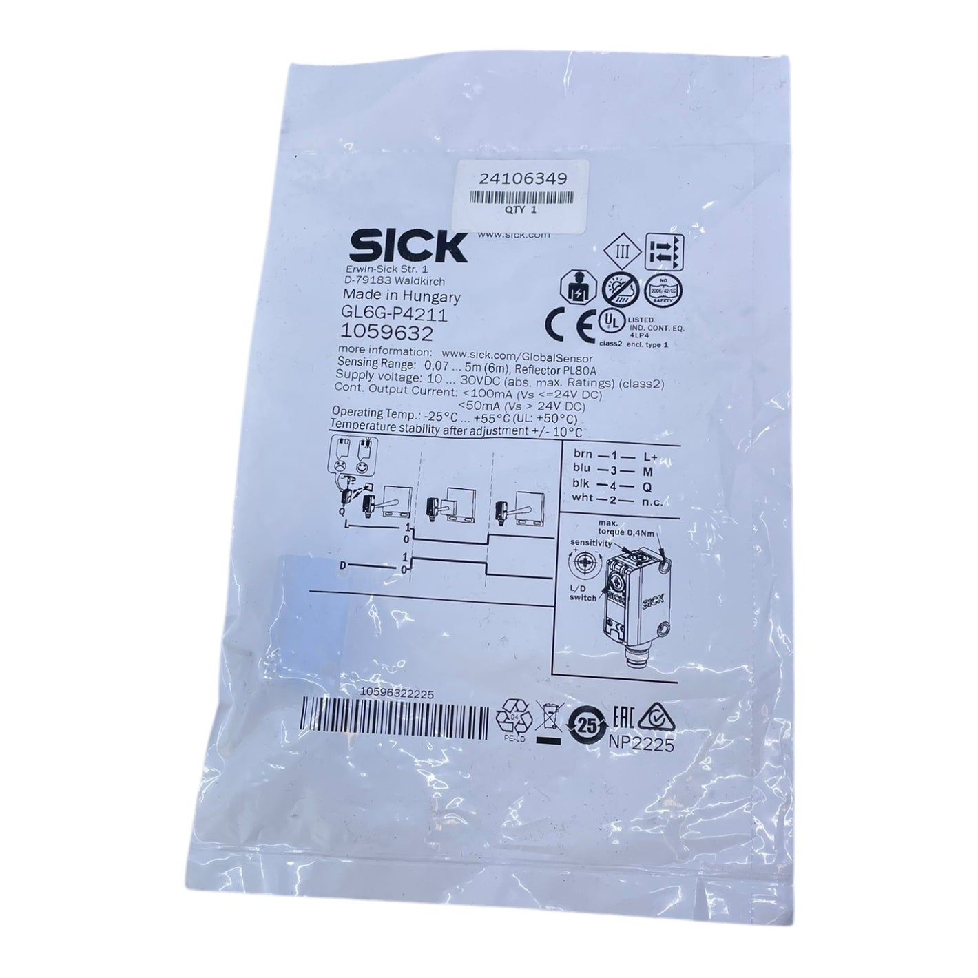 Sick GL6G-P4211 Kubisch Optischer Sensor 1059632 - für den industriellen Einsatz