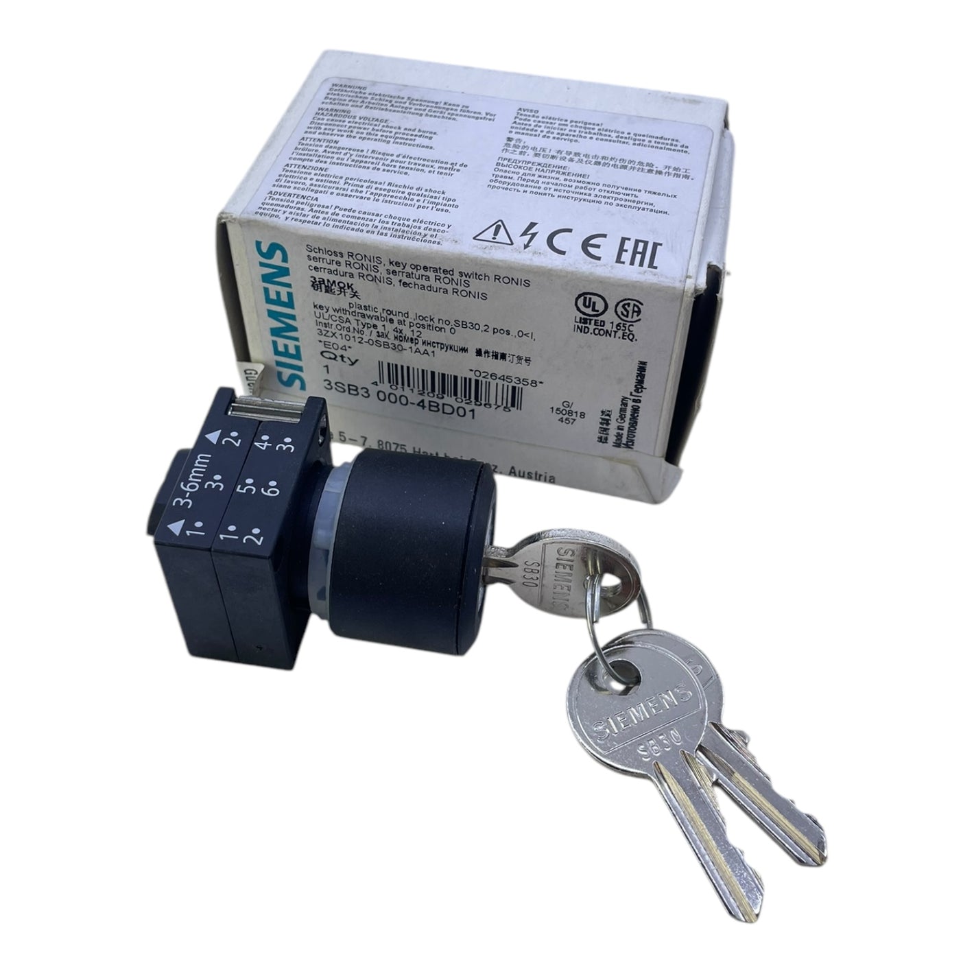 Siemens 3SB3000-4BD01 key switch for industrial use Switch