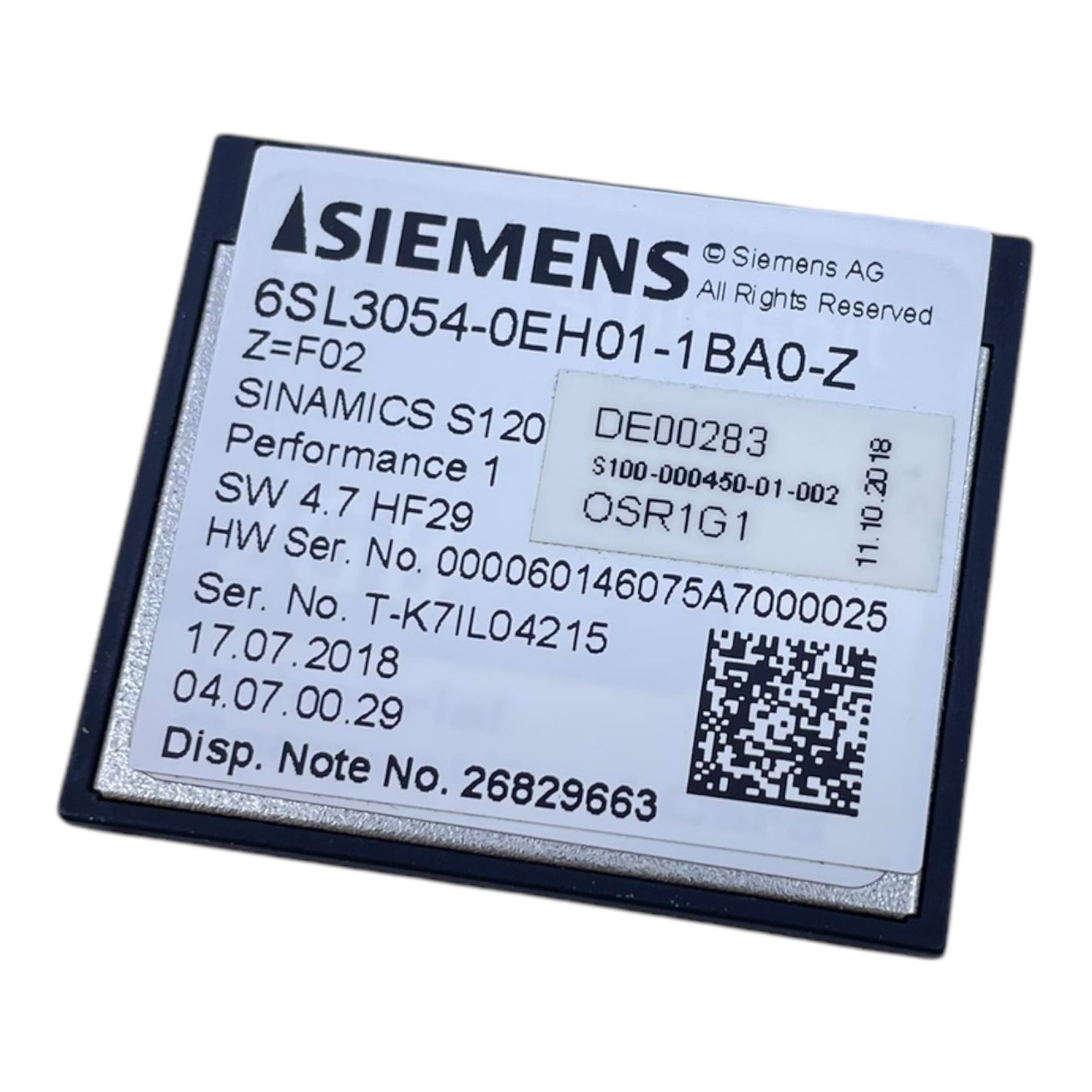 Siemens 6SL3054-0EH01-1BA0-Z SINAMICS S120 CompactFlash Card for industrial use