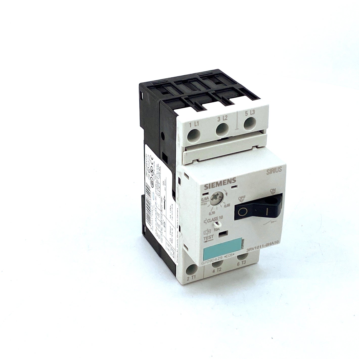 Siemens 3RV1011-0HA10 motor protection switch 0.55-0.8A 50Hz 3-pole