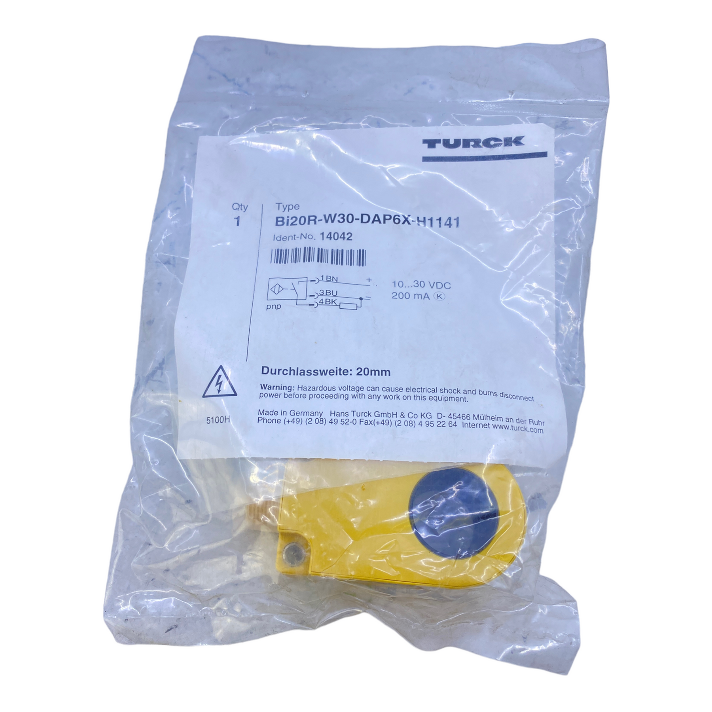 Turck Bi20R-W30-DAP6X-H1141 Näherungssensor 14042 PNP 10-30 V DC 200mA