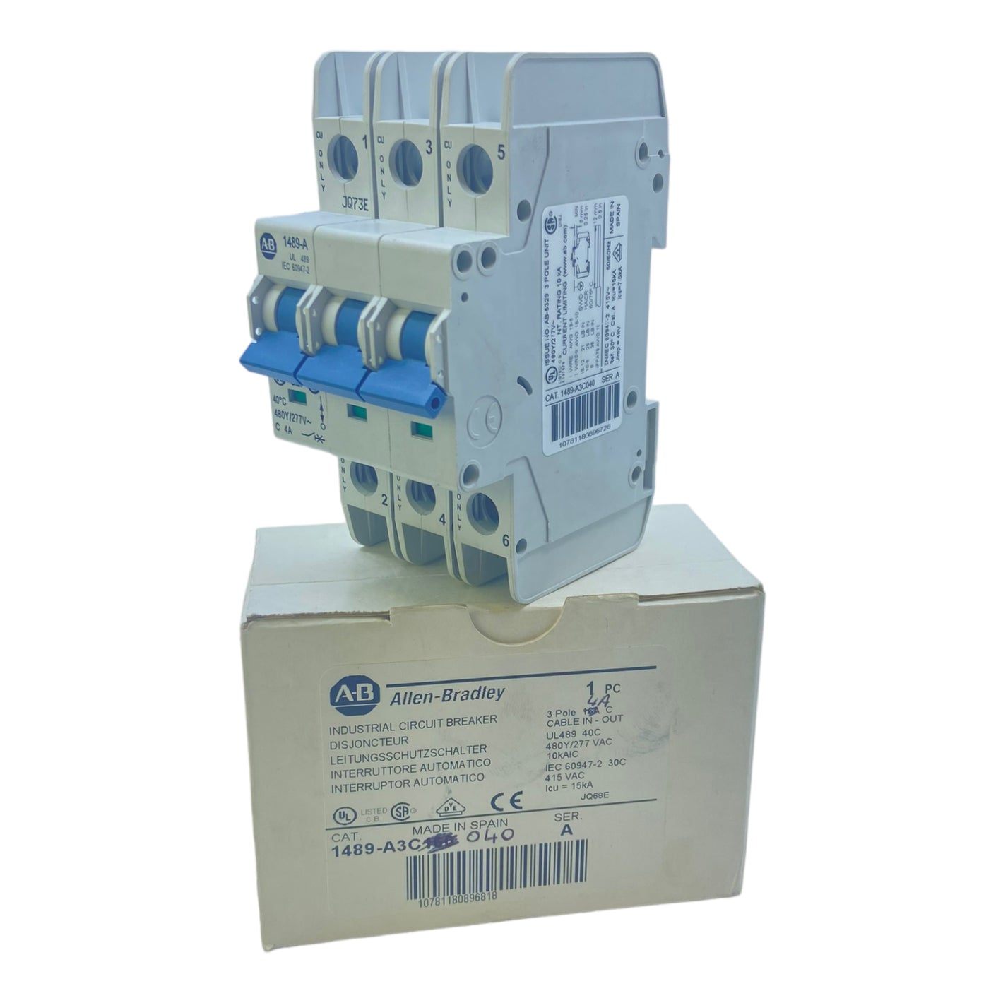 Allen-Bradley 1489-A3C040 Leistungsschutzschalter 50/60Hz 480/277V 15kA 7.5kA