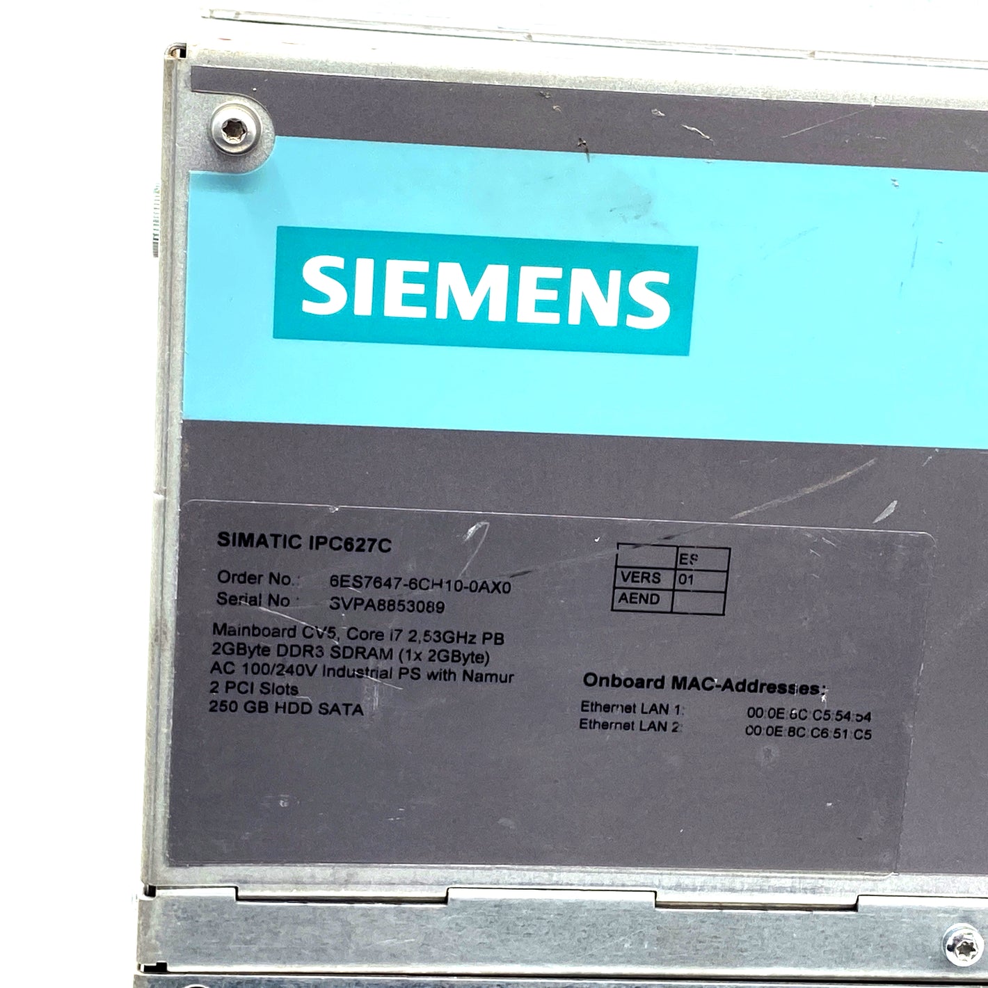 Siemens 6ES7647-6CH10-0AX0 Simatic Box PC 100/240V AC