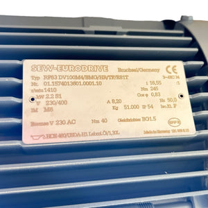 SEW Getriebemotor 2,2kW RF63DV100M4 1410/min 230/400V 245Nm BG1.5 IP54 SEW Motor