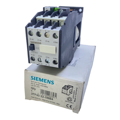 Siemens 3TF4022-0BB4 Schütz 24V DC 4kW 400/380V AC 2N0+2NC