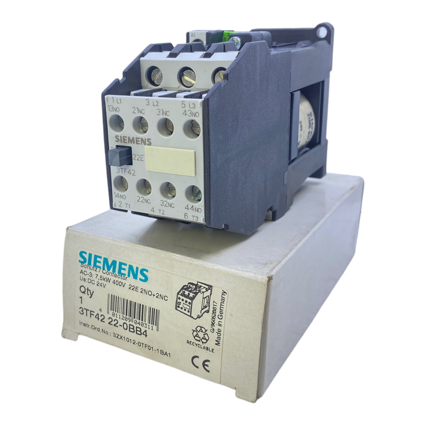 Siemens 3TF4222-0BB4 Schütz 24V DC 7,5kW 400V 22E 2NO+2NC