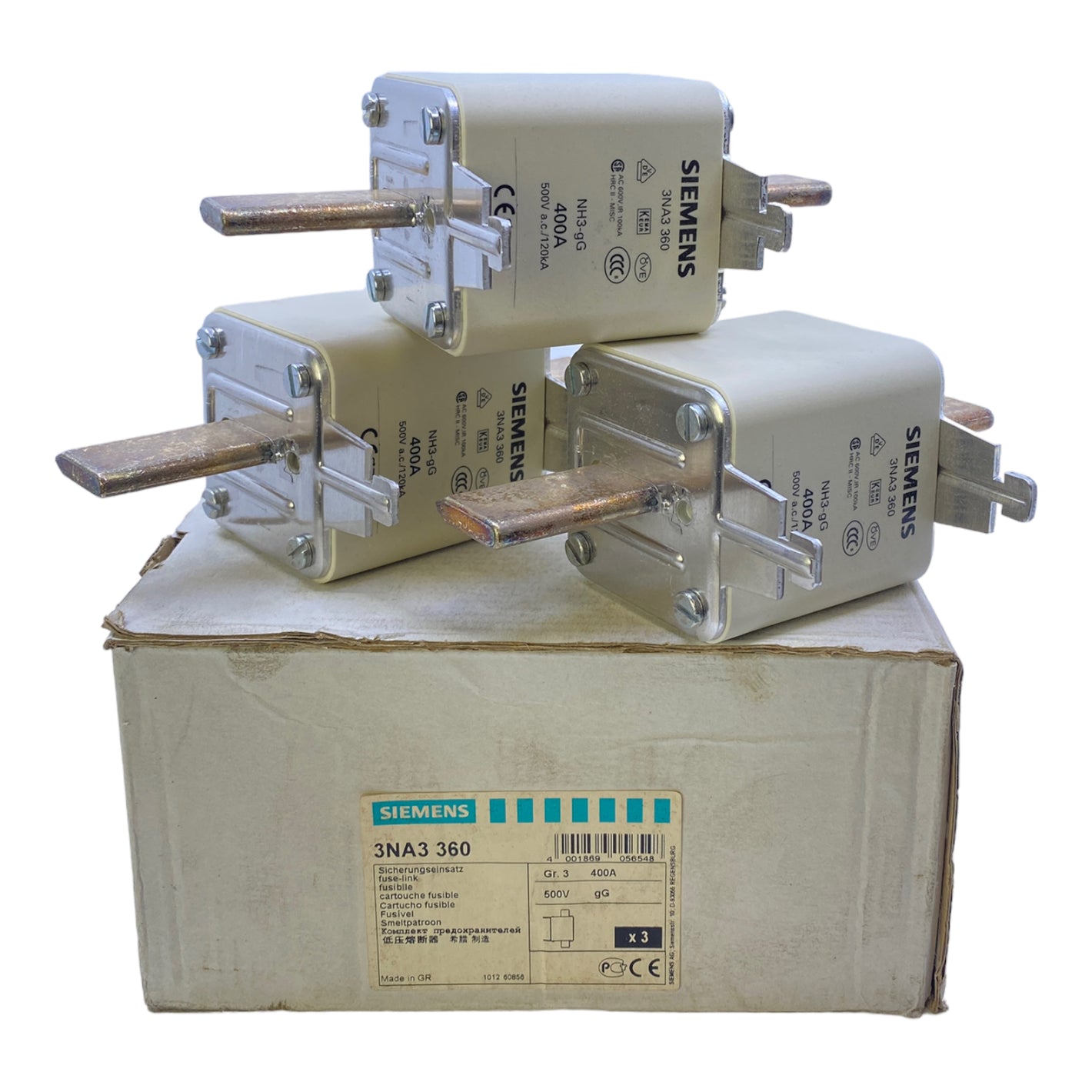 Siemens 3NA3360 NH fuse 500V AC 400A PU: 3 pieces 