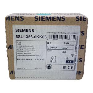 Siemens 5SU1356-6KK06 Schalter 30mA 230V 50Hz 1P+N 2-polig