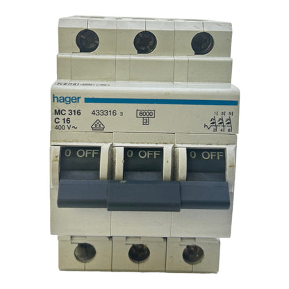 Hager MC316C16 circuit breaker 433316 400V circuit breaker 