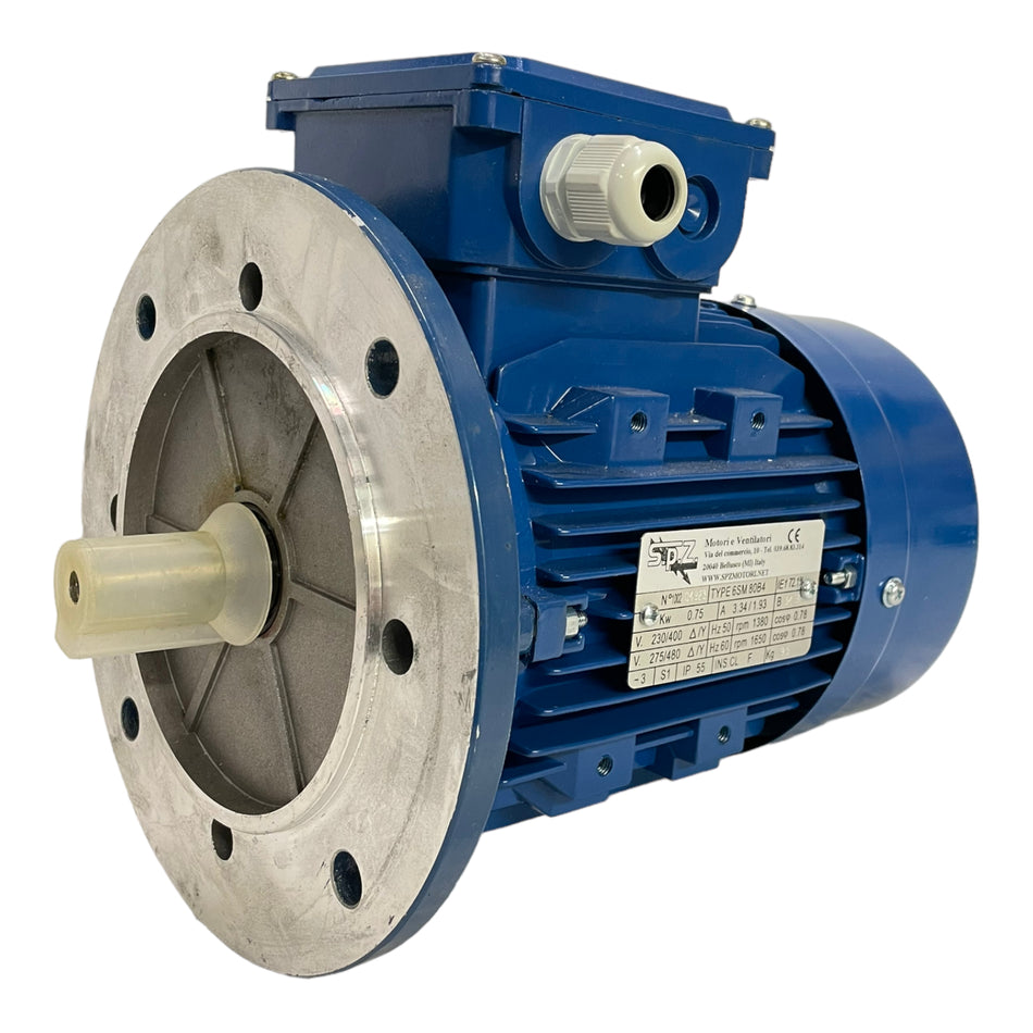 SPZ Motori 6SM80B4 Elektromotor 230/400V 50Hz 275/480V 60Hz IP55 0,75kW Motor
