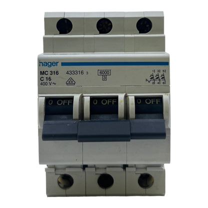Hager MC316C16 433316 circuit breaker 400V protection switch 