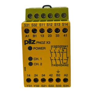 Pilz PNOZ X3 3S/1Ö Sicherheitsrelais 774310 24V AC/DC 2-Kanal 1 Hilfsschalter