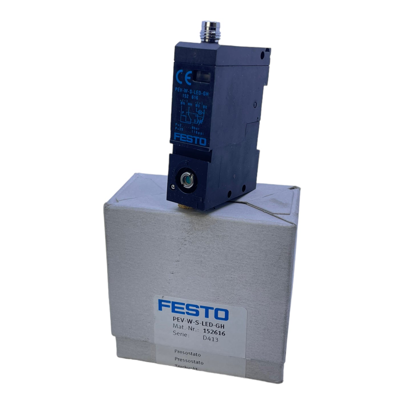 Festo PEV-W-S-LED-GH Druckschalter 152616 mit Durchgangsbohrung Hutschiene