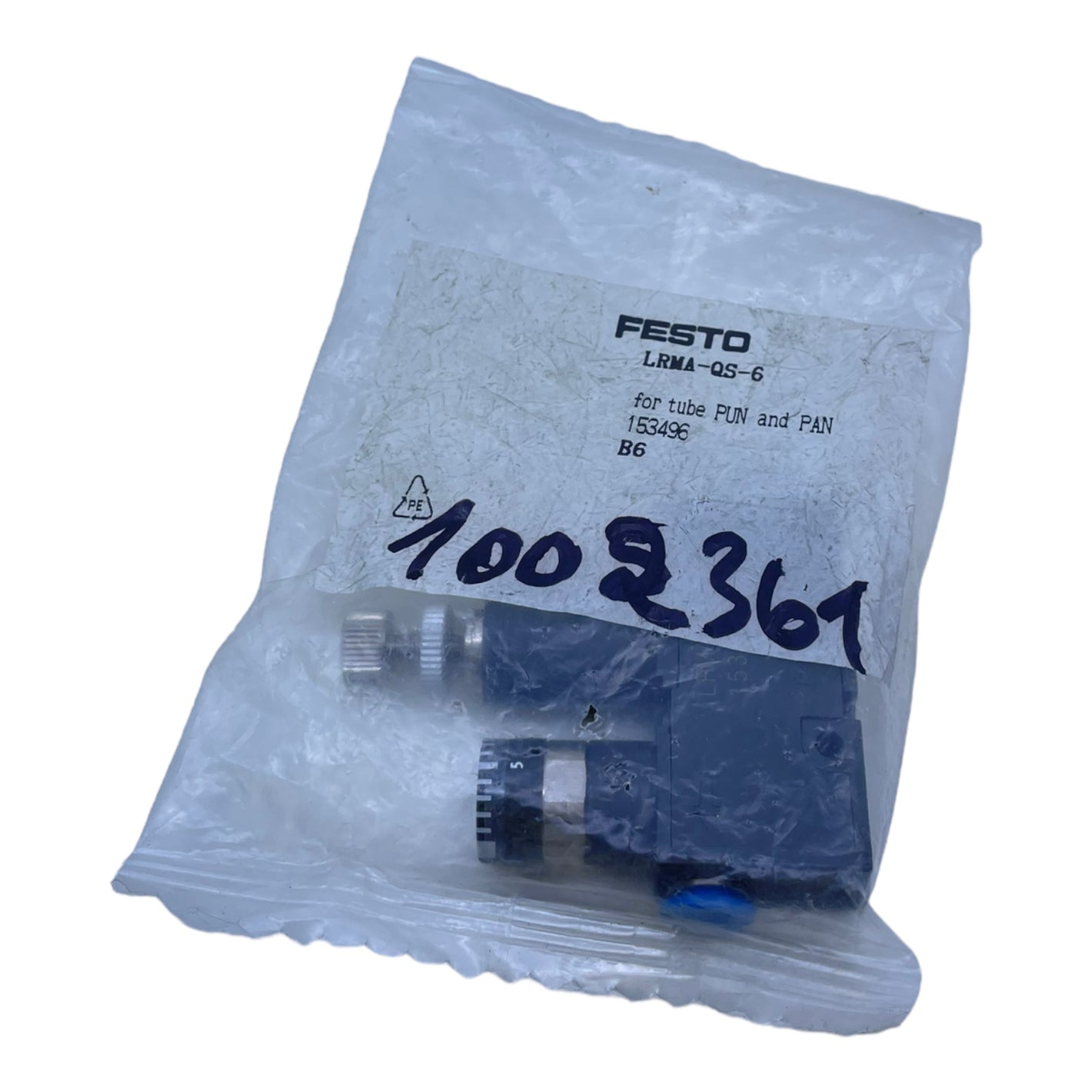 Festo LRMA-QS-6 pressure regulator valve 153496 with through hole max 124 l/min 