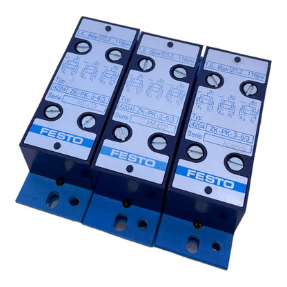 Festo ZK-PK-3-6/3 UND-Block 4204 1,6 bis 8 bar Ventil VE: 3stk