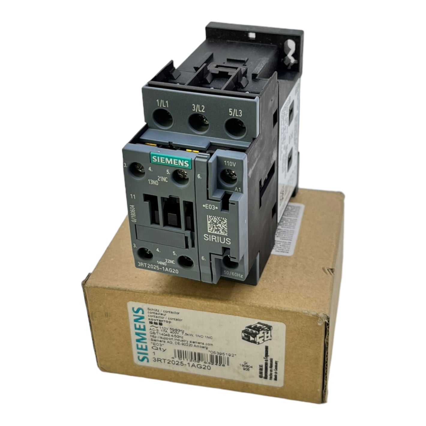 Siemens 3RT2025-1AG20 Steuerrelais 3P 40A 110V AC 690V AC 17A SIRIUS Innovation