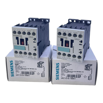 Siemens 3RT1016-1BB41 power contactor 24V DC 50/60Hz 1S/1NC 400V AC 4kW Pack of: 2 pieces. 