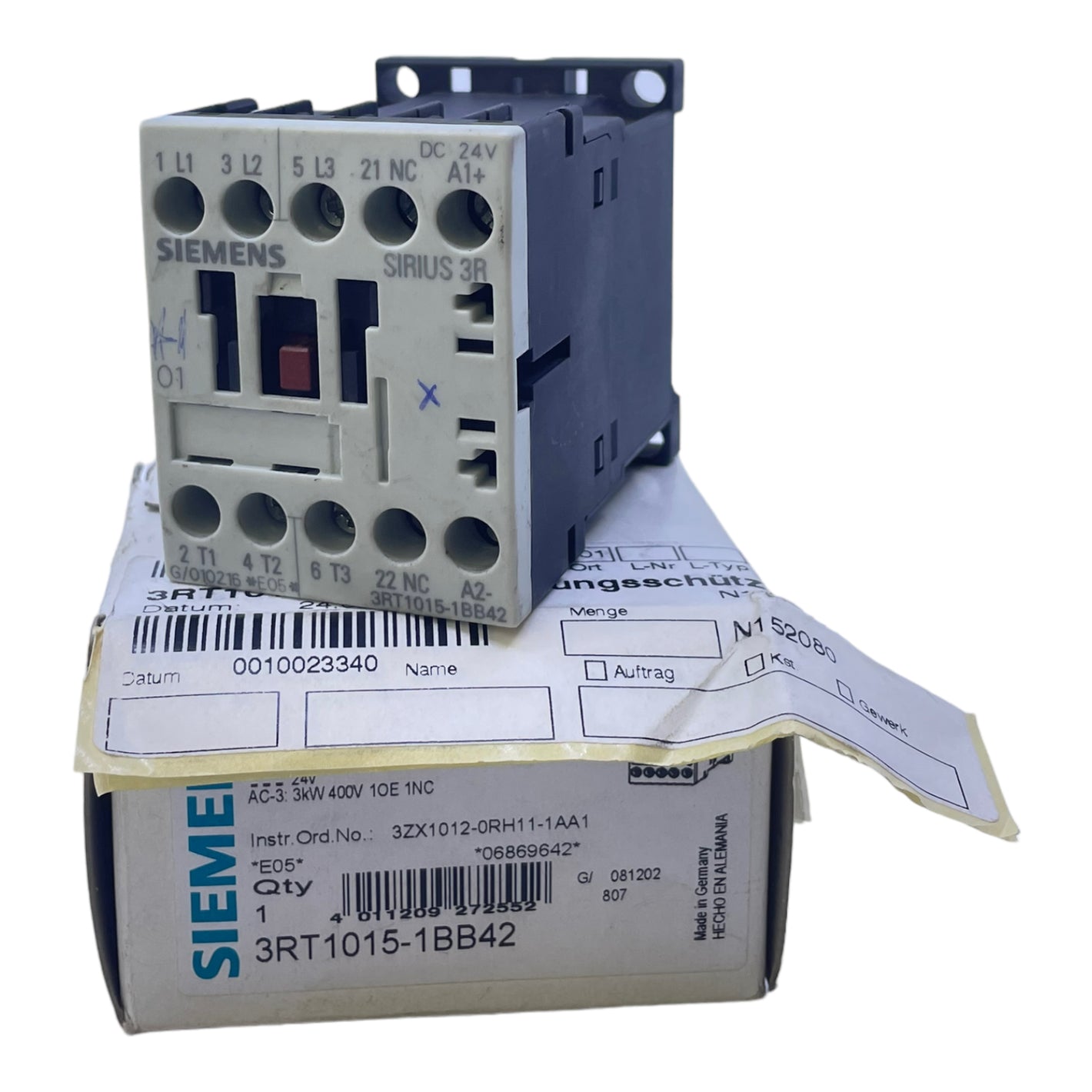 Siemens 3RT1015-1BB42 Leistungsschütz 3-polig 24V DC Spule 7A 3kW 400V AC