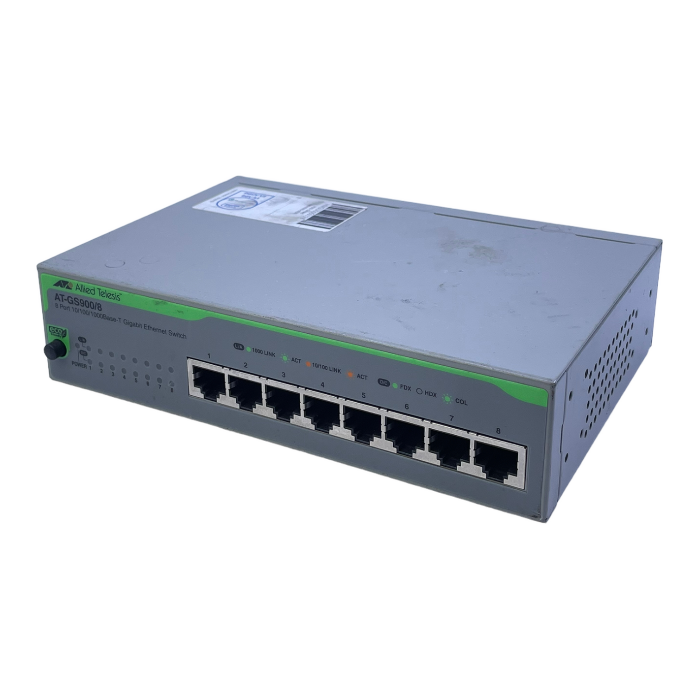 Allied Telesis AT-GS900/8 Ethernet Switch 100-240V AC 50/60Hz 0.2A 