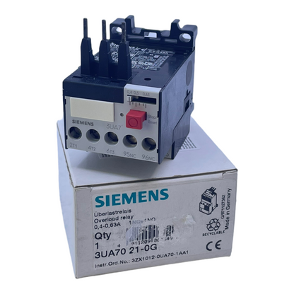 Siemens 3UA7021-03 Überlastrelais 0,4-0,63A für industriellen Einsatz Relais