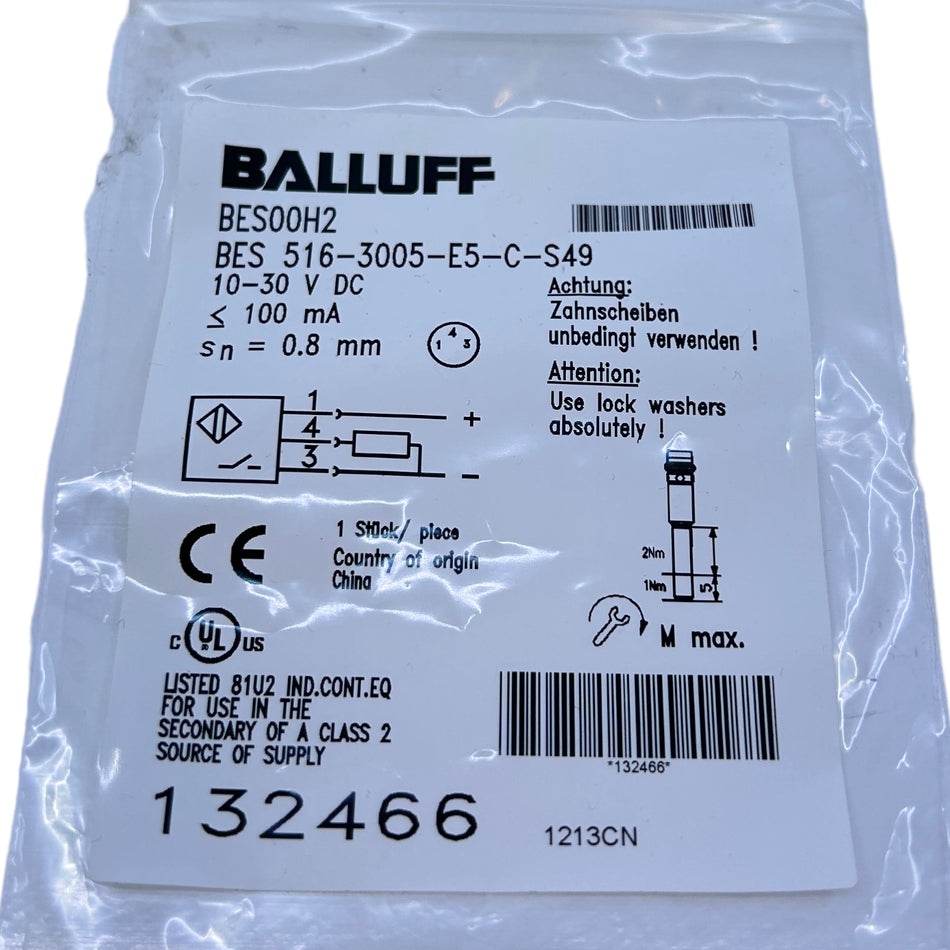 Balluff BES00H2 Standardsensoren Induktive 132466 M5x0.5 5000Hz 10...30 VDC IP67