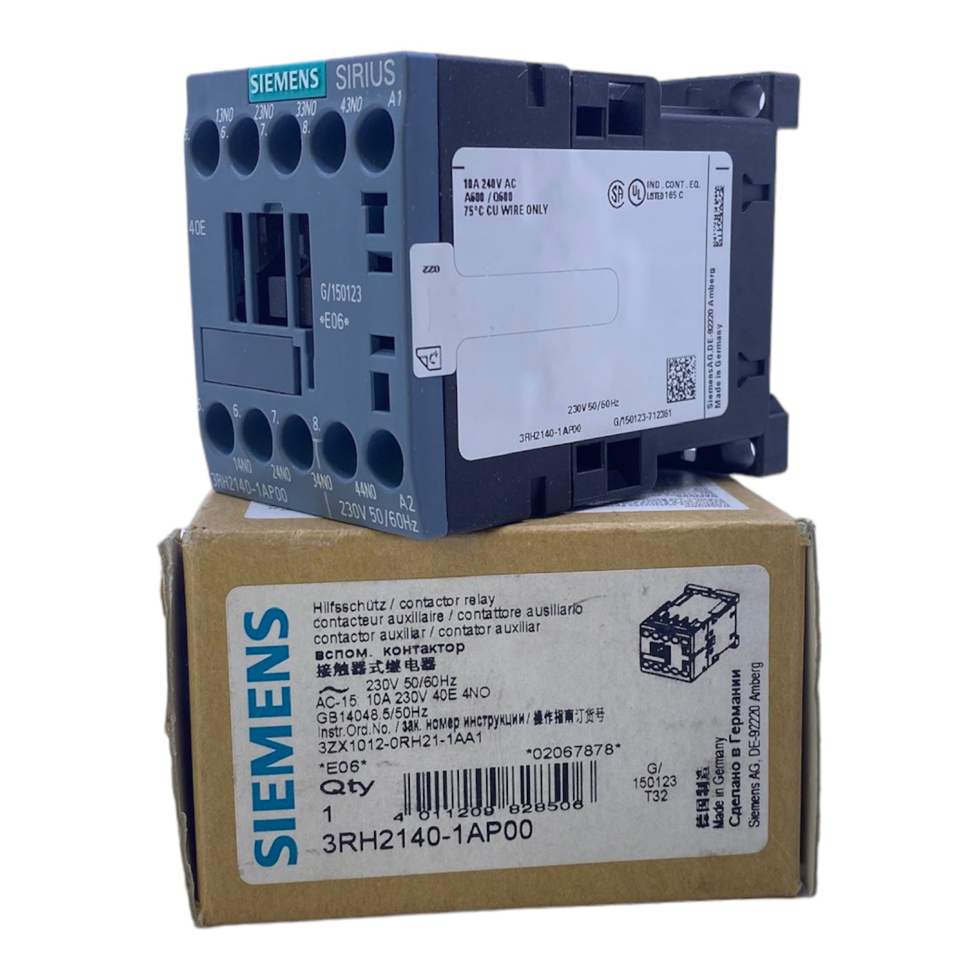 Siemens 3RH2140-1AP00 Schütz 230V AC, 10 A, 50/60Hz, 4polig, IP20