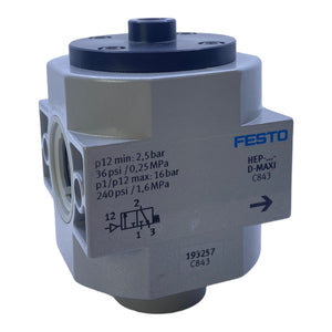 Festo HEP-D-MAXI on-off valve 193257 3…16 bar cannot be throttled pneumatically