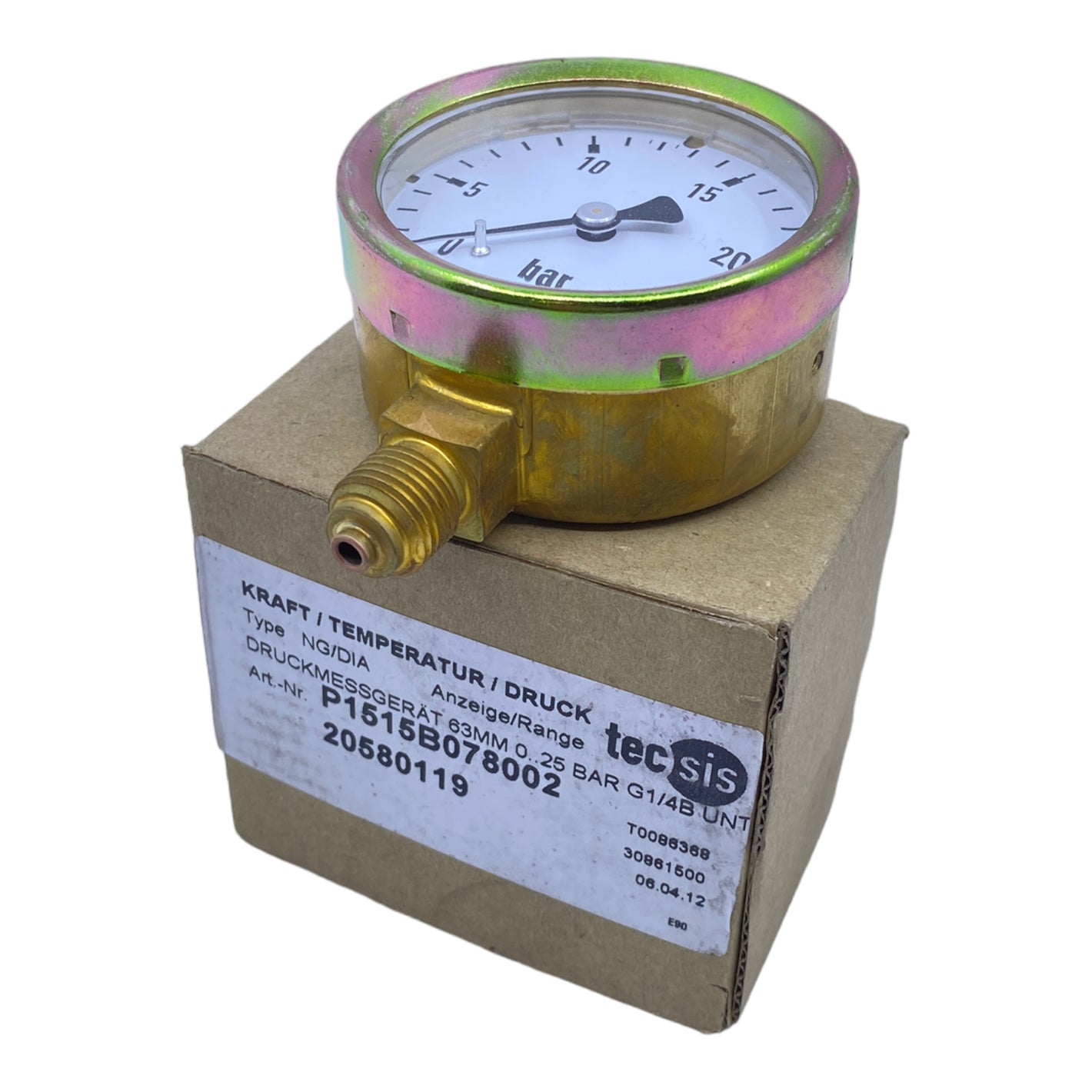 TECSIS P1515B078002 Pressure gauge 0-25 bar 63mm G1/4B 