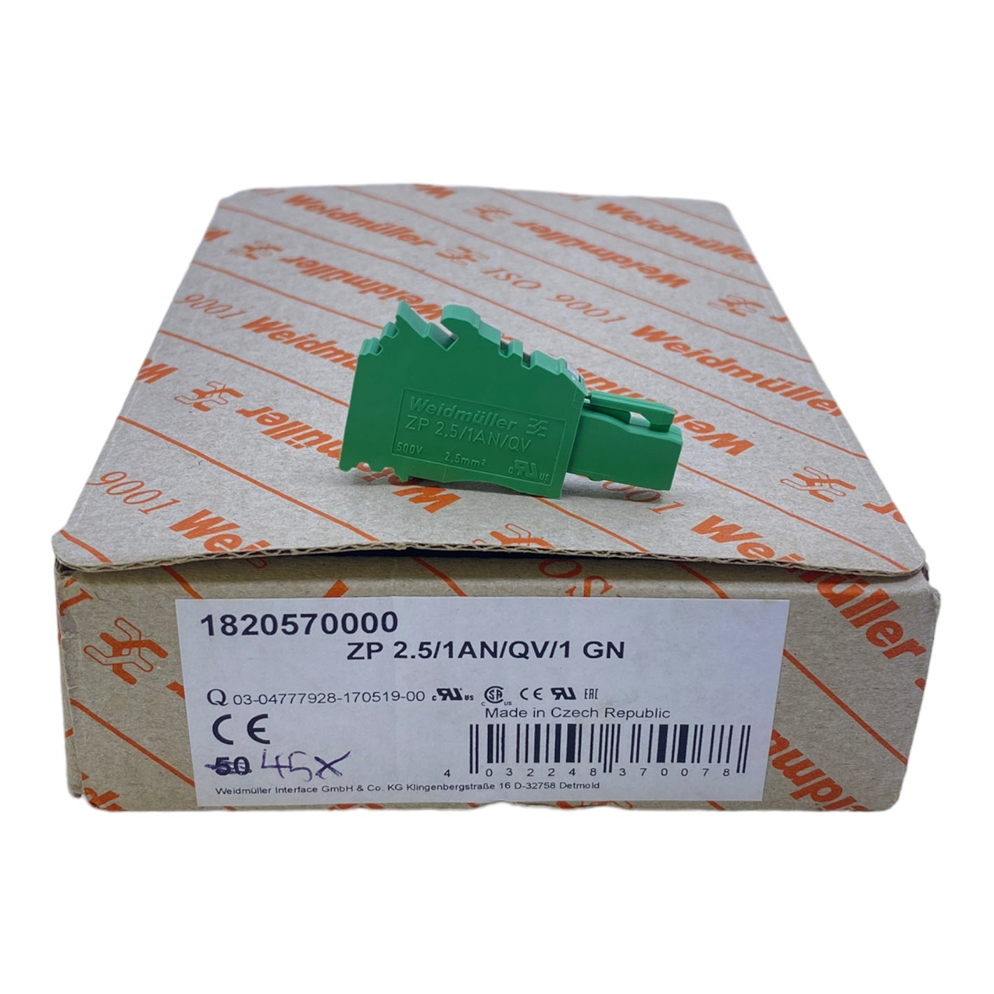 Weidmüller ZP2.5/1AN/QV/1GN Klemme 1820570000 VE:35STK