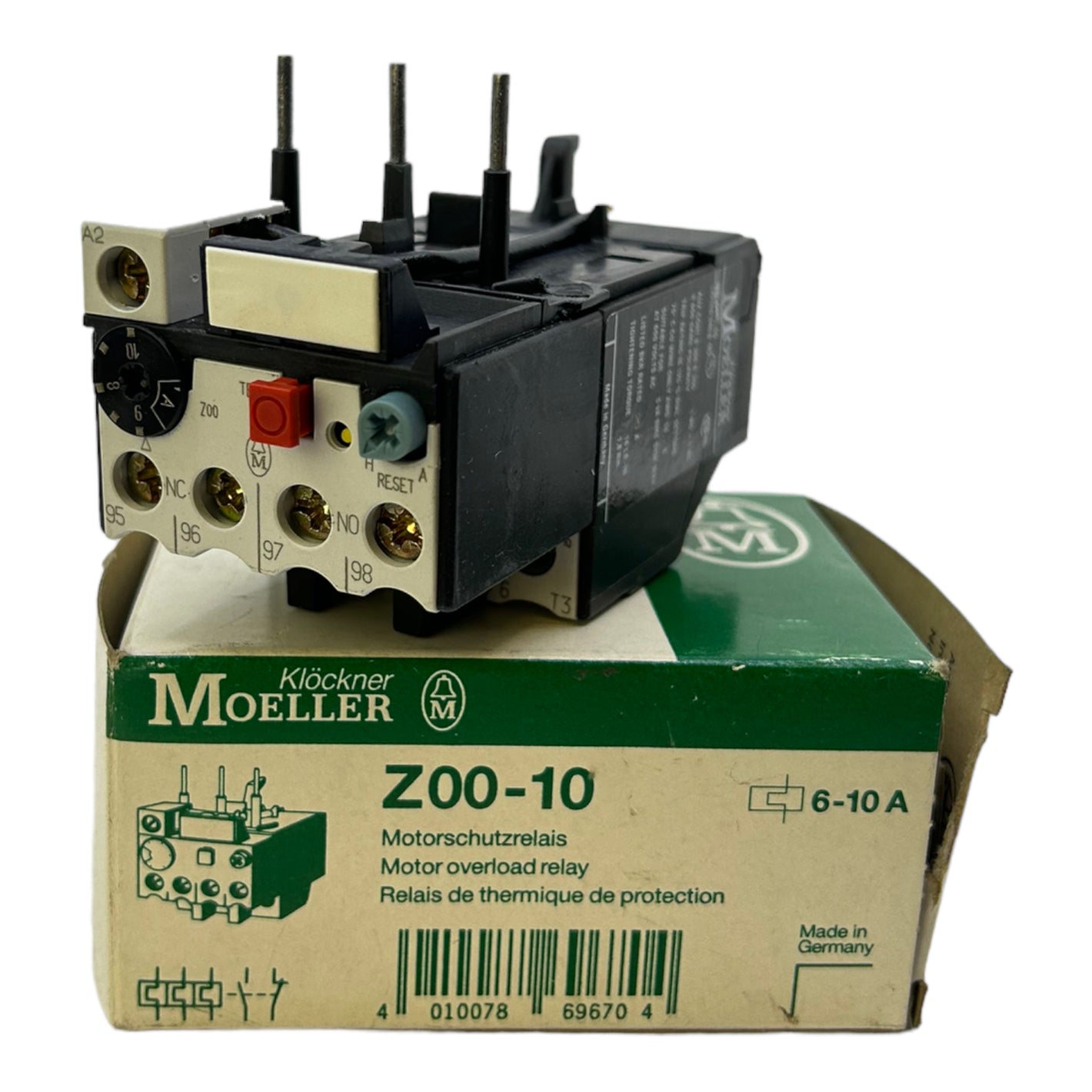 Klöckner Moeller Z00-10 Motorschutzrelais 220/240V AC 6-10A 1NO + 1NC Relais