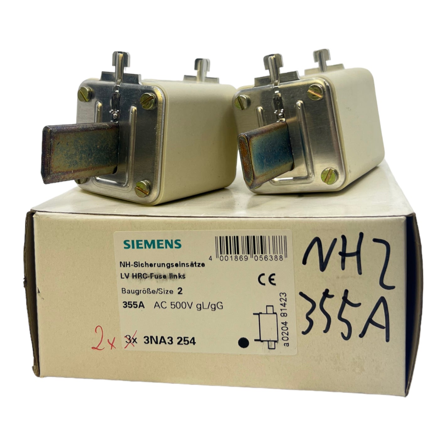 Siemens 3NA3254 NH2 fuse link 355A 500V AC 440V DC VE:2 