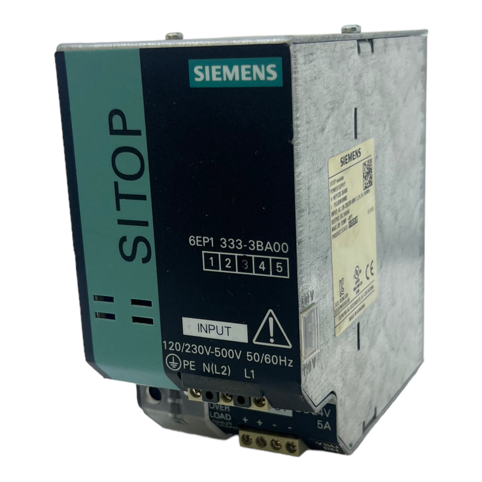 Siemens 6EP1333-3BA00 Netzteil Inp:120-230/230-500VAC 2,2/1,2A Out:24VDC 5A 60°C