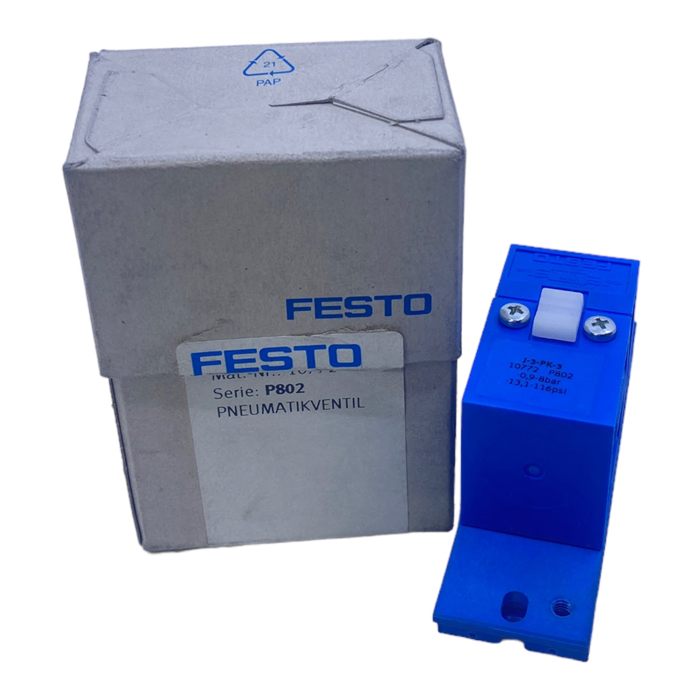 Festo J-3-PK-3 10772 Pneumatikventil Ventil Pneumatik 3/2 bistabil