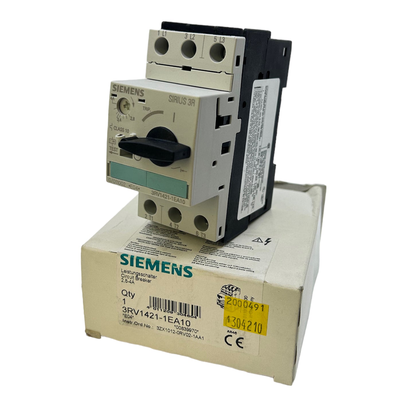 Siemens 3RV1421-1EA10 Leistungsschalter 3polig A-Auslöser 2,8...4A
