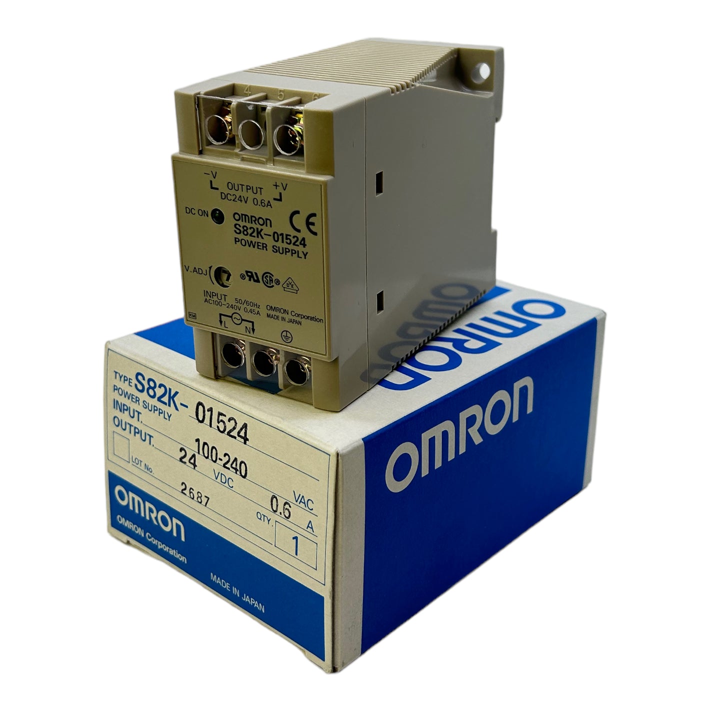 Omron S82K-01524 power supply DIN rail Out:24V DC Inp:230V AC 600mA Switch Mode 